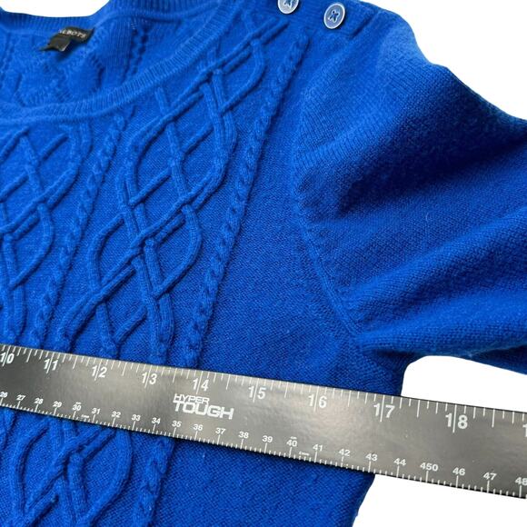 TALBOTS Women's Medium Royal Blue Lambswool Fisherman Cable Knit Tunic Sweater - Picture 7 of 9